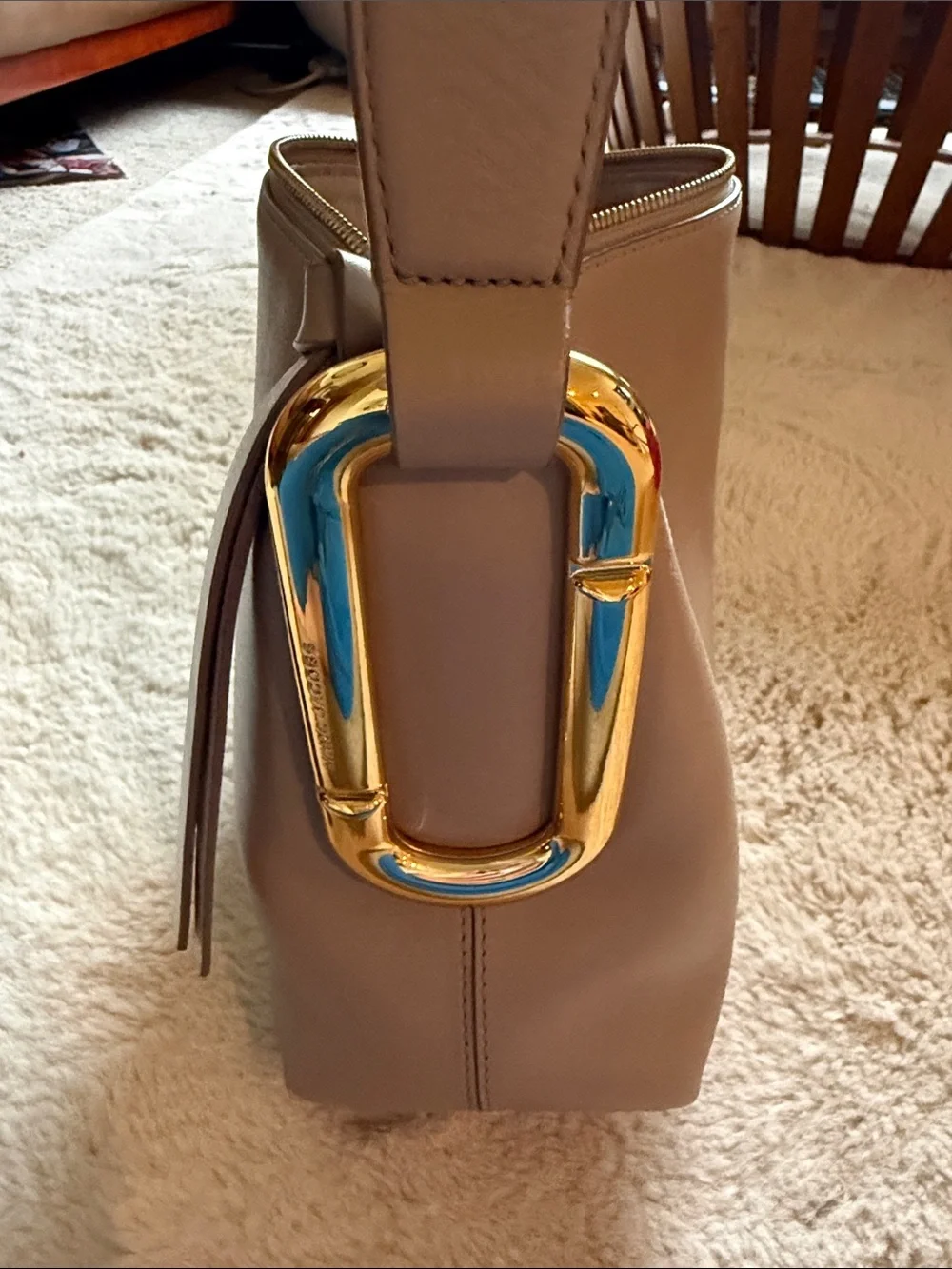 Marc Jacobs Taupe Leather Crossbody with Gold Accents